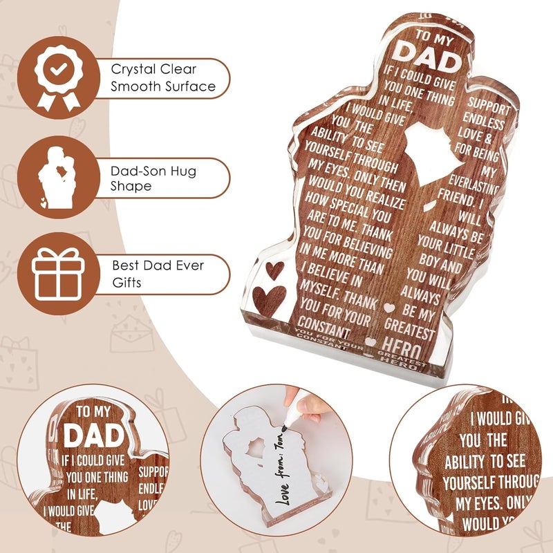 LuoHere Dad Gifts from Son -Dad Birthday Gift from Son -Dad Christmas Valentines Easter Gifts Idea Daddy New Dad To My Best Dad Ever Gifts Father's Day Desk Decor Acrylic Plaque Sign - Image 2